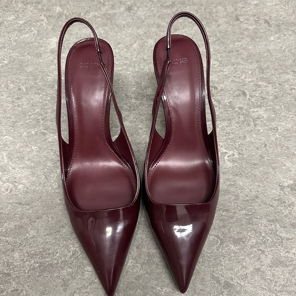 Mango Patent Pointed Slingback Heels in Deep Plum - Picture 3 of 4